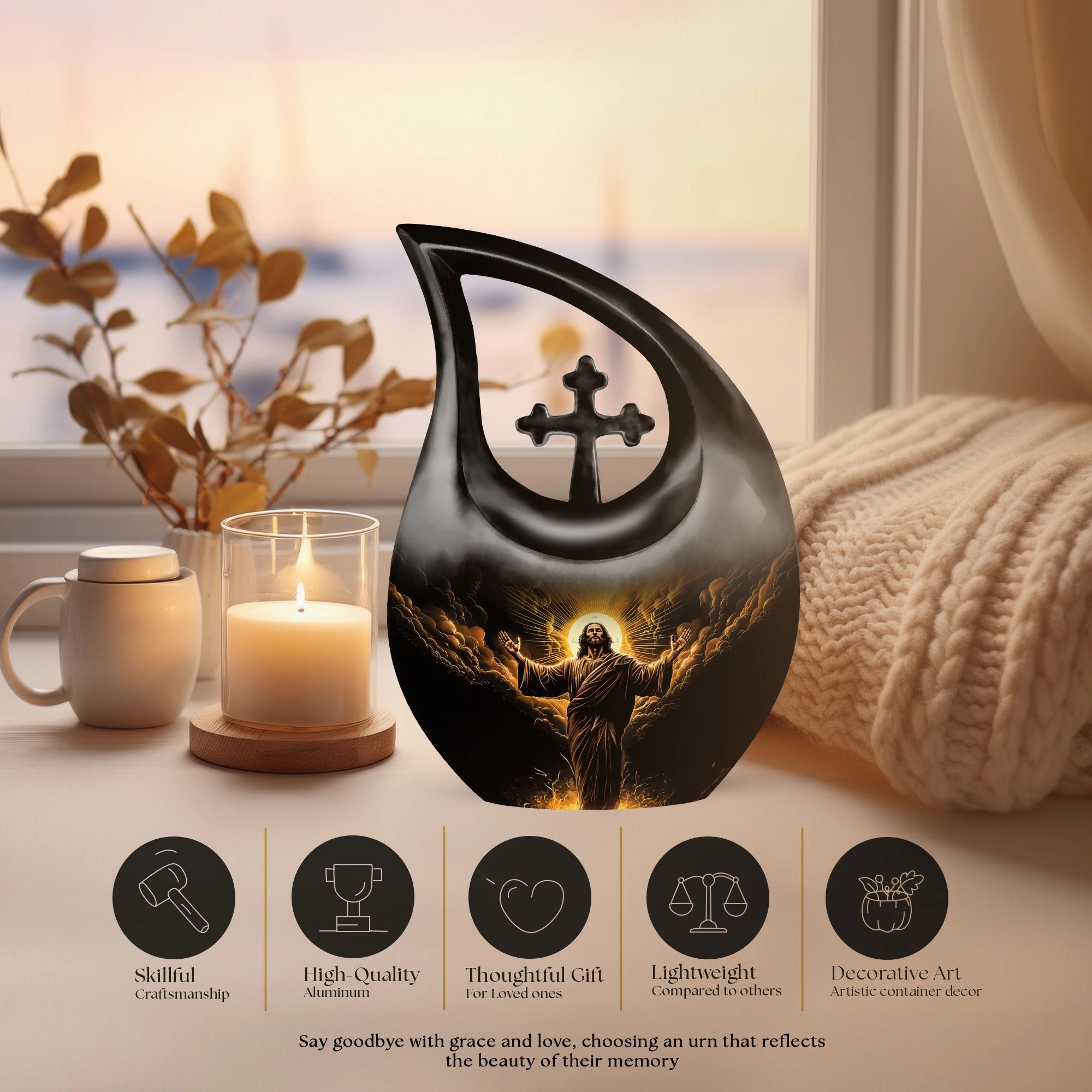Timeless Jesus Memorial - Keepsake Urn for Human Ashes
