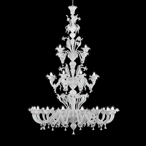 Triple-Tier White Glass Chandelier with 16 8 4 Lights