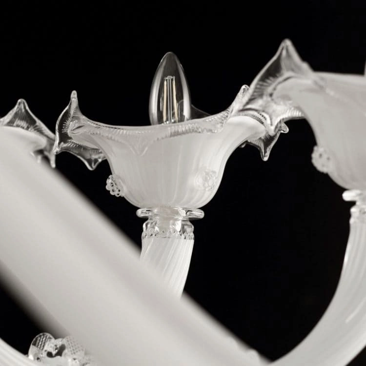 Triple-Tier White Glass Chandelier with 16 8 4 Lights