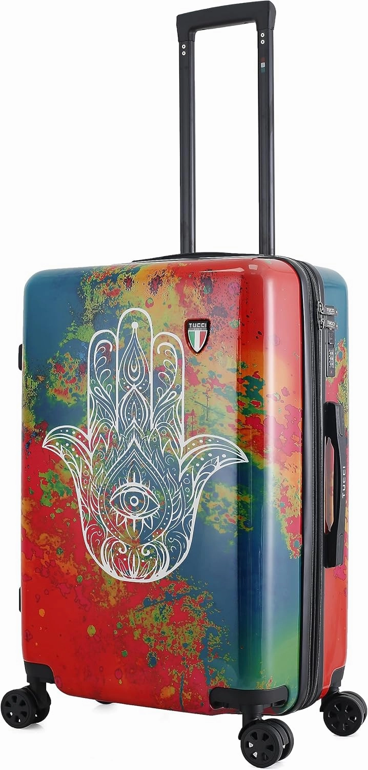 TUCCI Exotic Hamsa 24” Medium Hardside Checked Suitcase