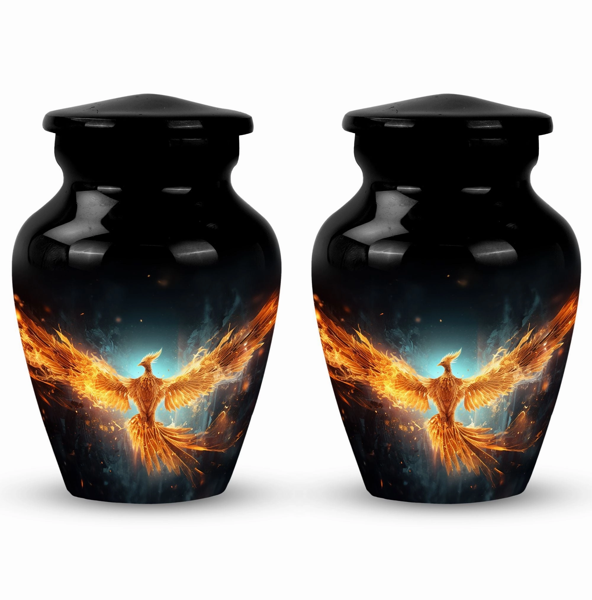 Yellow Phoenix Elegance: A Timeless Cremation Urn