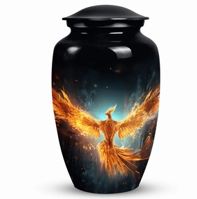 Yellow Phoenix Elegance: A Timeless Cremation Urn