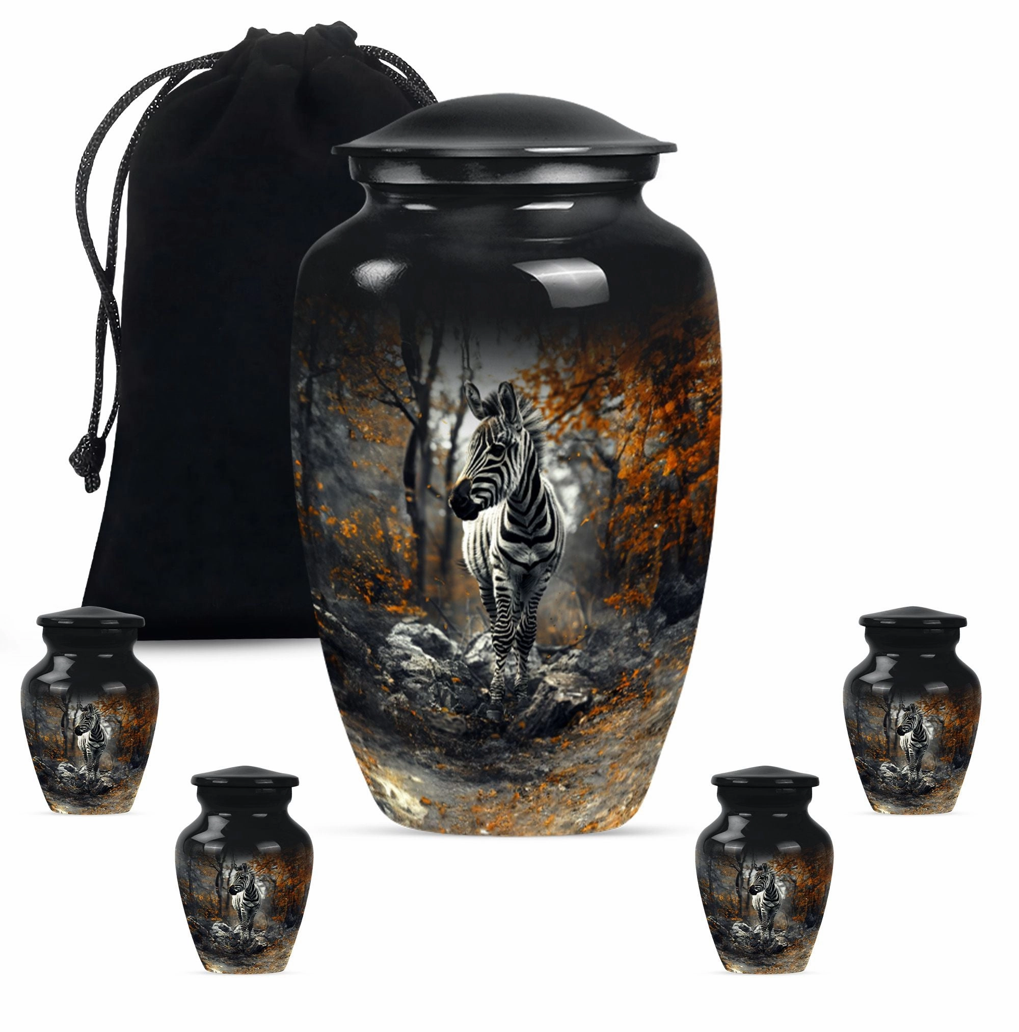 Zebra Urn Majesty: Refined Cremation Solution for Men