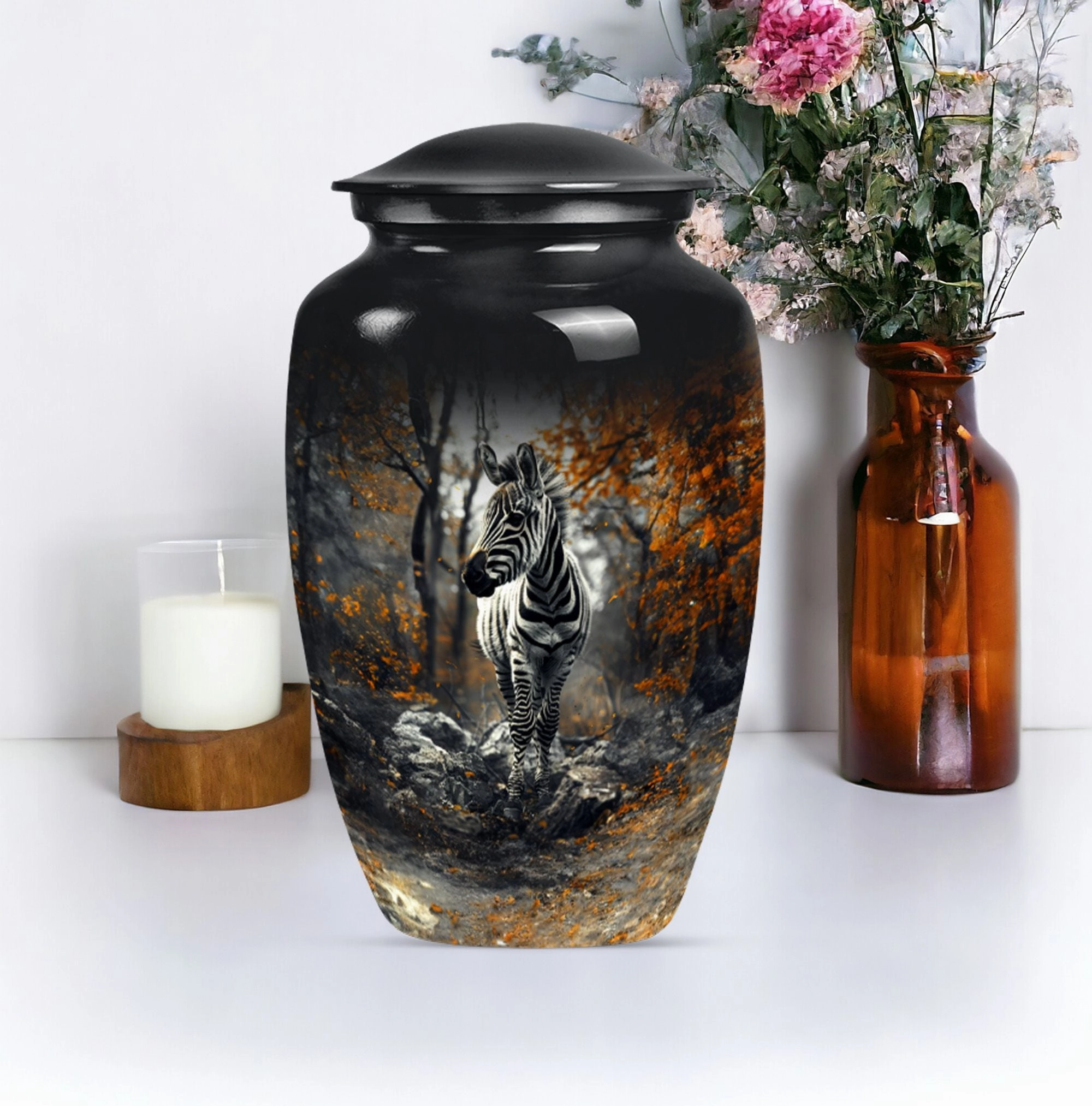 Zebra Urn Majesty: Refined Cremation Solution for Men