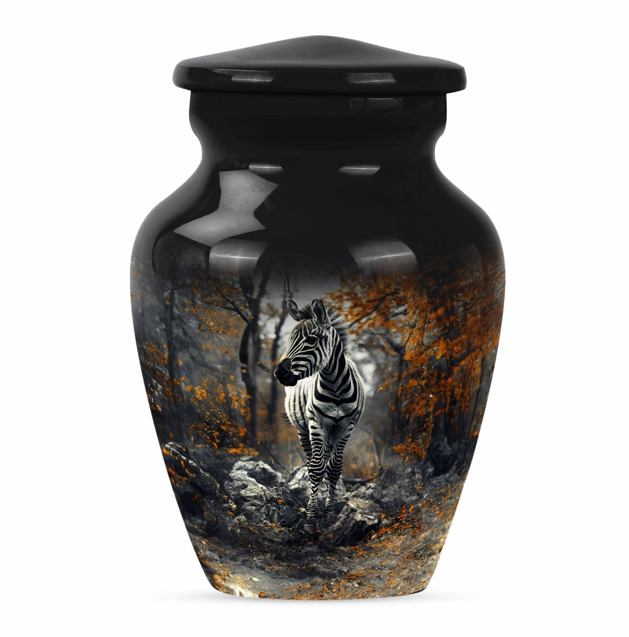 Zebra Urn Majesty: Refined Cremation Solution for Men