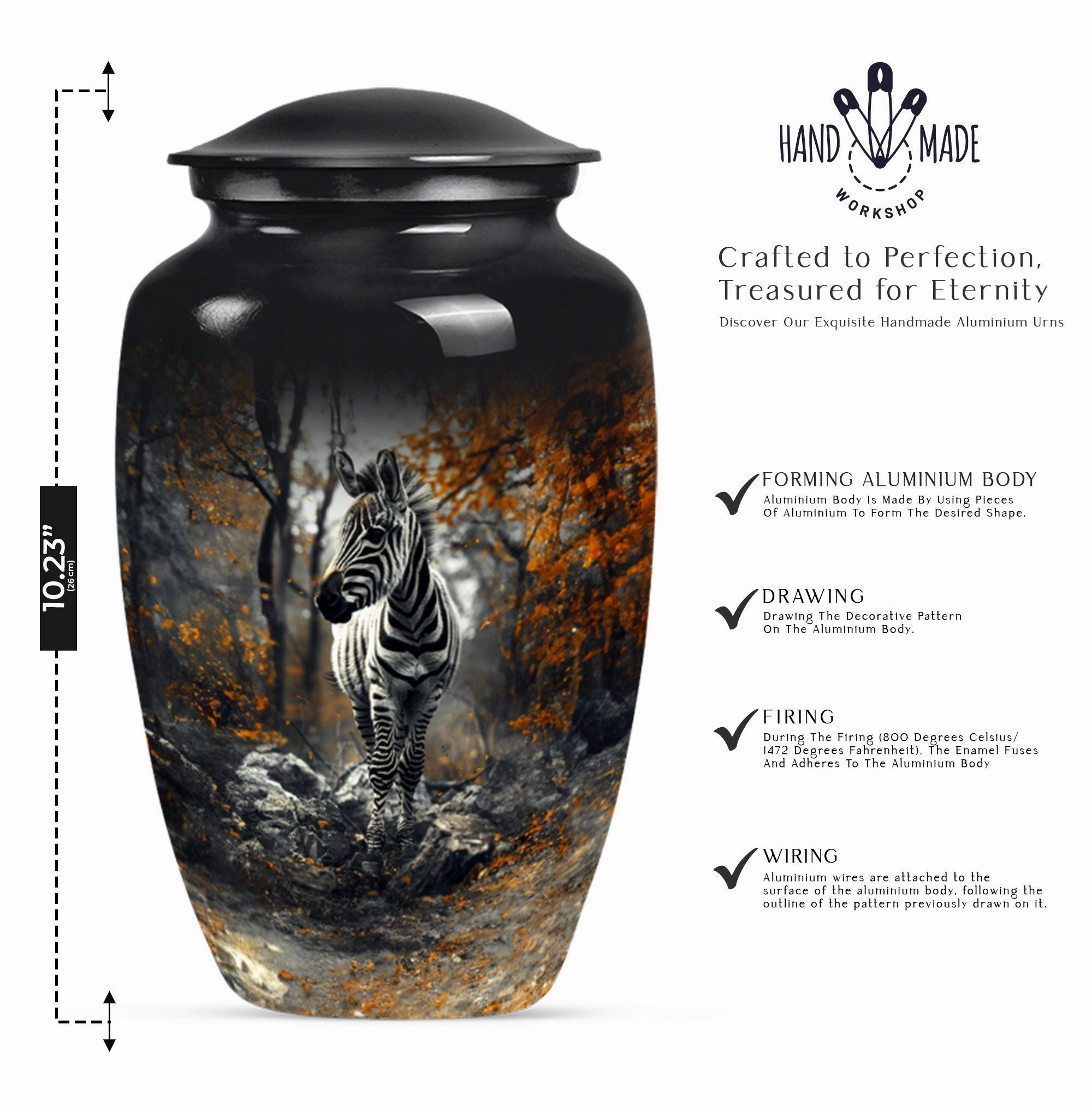 Zebra Urn Majesty: Refined Cremation Solution for Men