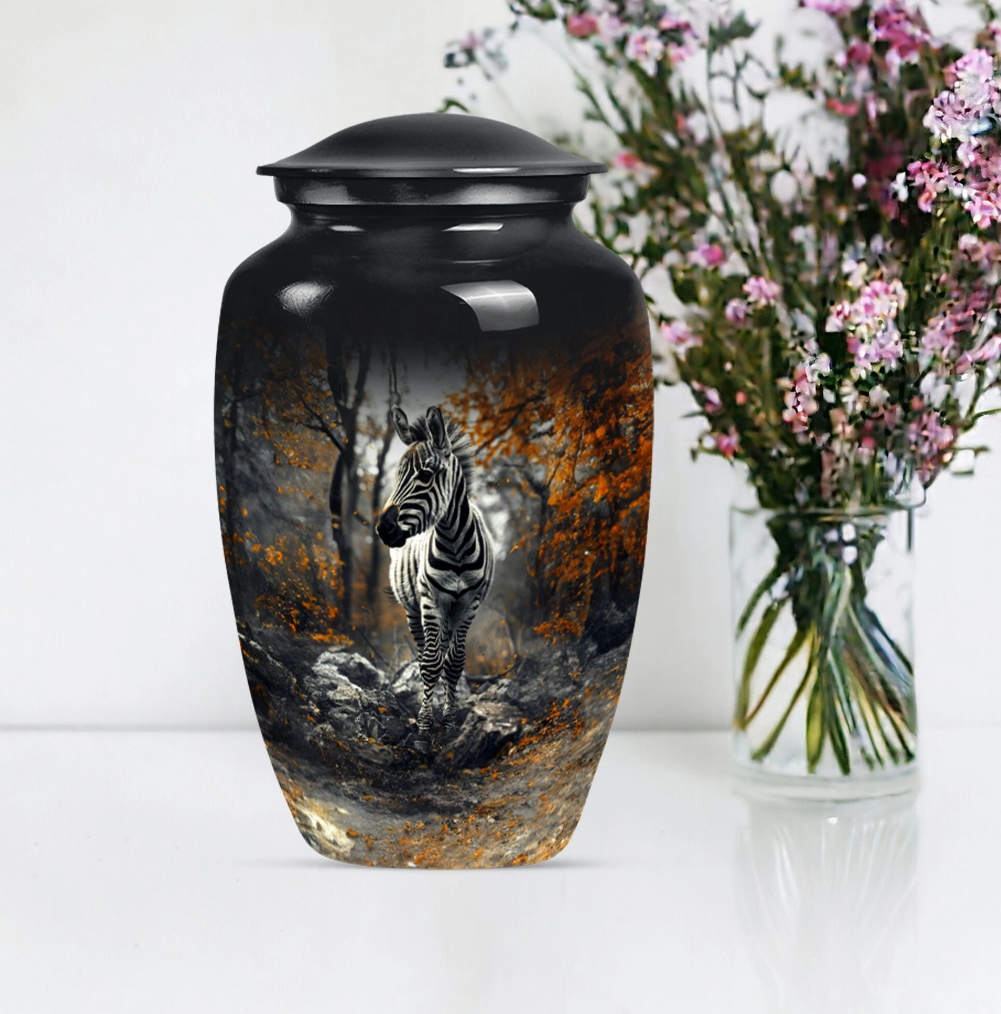 Zebra Urn Majesty: Refined Cremation Solution for Men