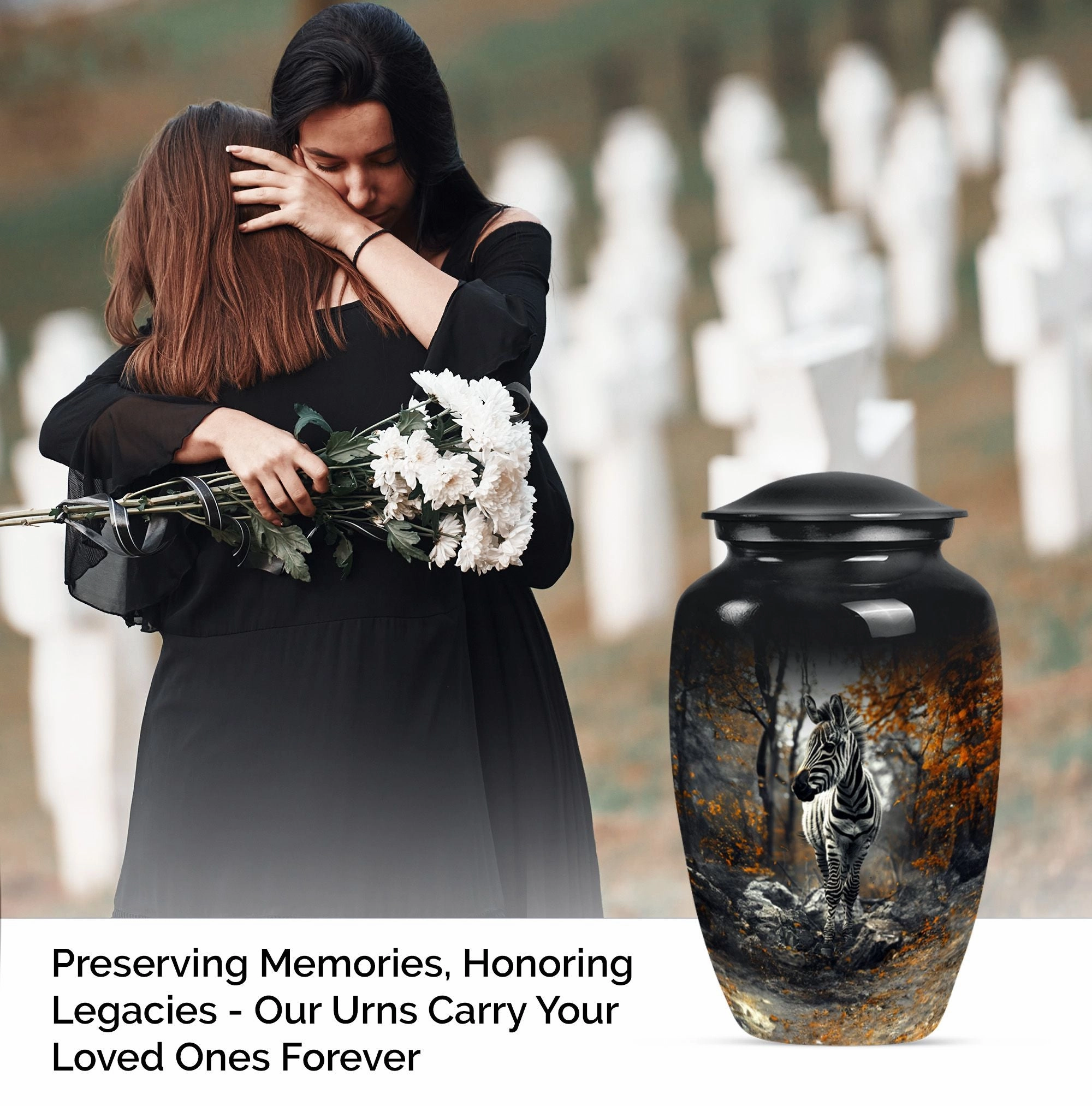 Zebra Urn Majesty: Refined Cremation Solution for Men
